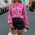 thumbnail image 4 of DHFJKG Women's Knit Pullover Sweater Heart Print Long Sleeve Crew Neck Loose Fit Knitted Jumper Tops For Autumn Winter Warm Versatile Tops, 4 of 4