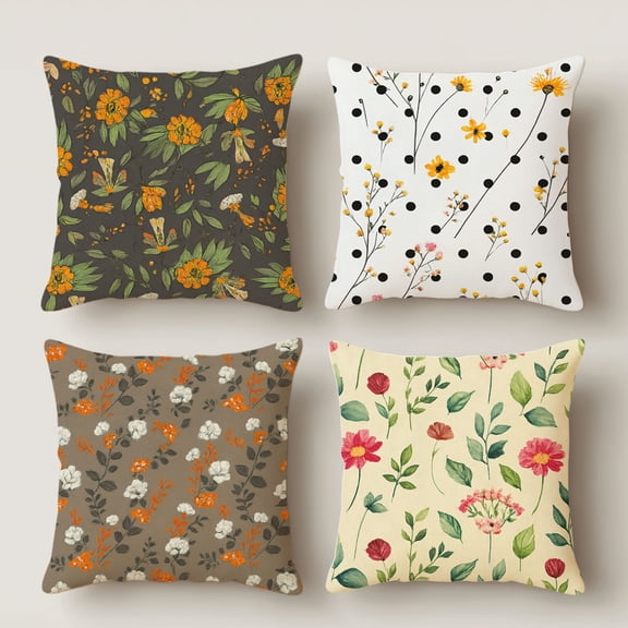 Lavish Cover 14x14 Inch Vintage Garden Small Floral Pillow Cover, Spring Decorative Cushion Case for Sofa Bedroom, No Insert