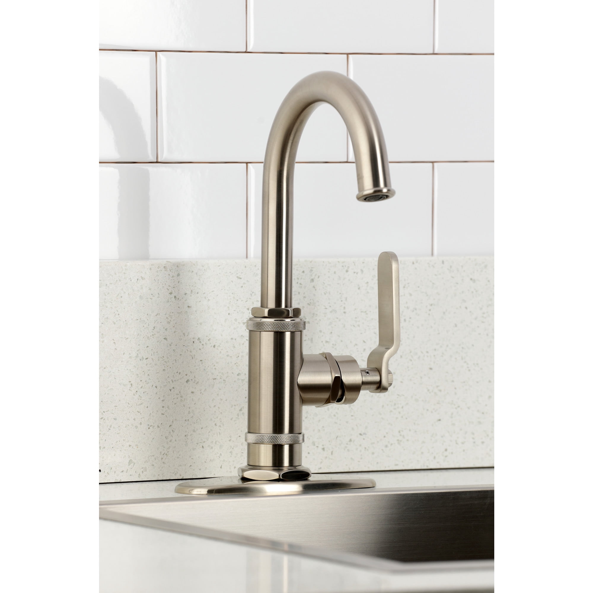 Kingston Brass KSD8508KL Whitaker Single-Handle Bar Faucet, Brushed Nickel