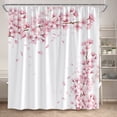 thumbnail image 5 of Japanese Style Shower Curtains Pink Cherry Blossom Floral Sea Waves Mount Fuji Scenery Modern Polyester Bathroom Curtain r, 5 of 7