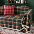 thumbnail image 3 of XmhyTop-A Christmas Couch Cover - Modern Coffee Plaid Jacquard Sectional Sofa Slipcover 71"x 134", Green, 3 of 5