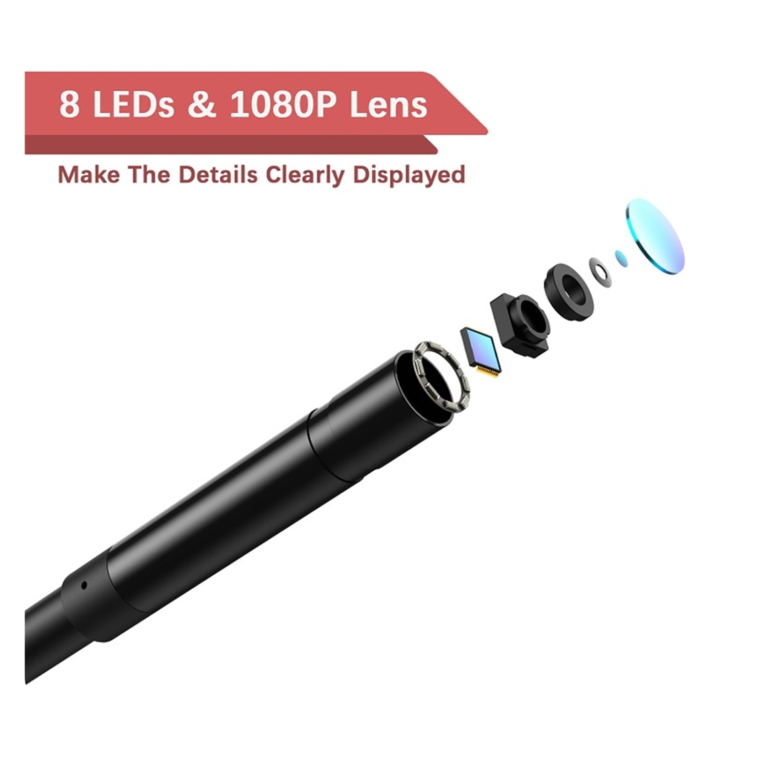 F200 Industrial Endoscope Camera Inspection Borescope 8MM Lens 8 LEDs HD1080P 4.3 Inch Screen Display Monitor IP67 Waterproof , User-Friendly Borescopes