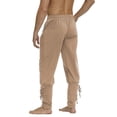 thumbnail image 3 of Men's Lace-Up Pants - Drawstring Waist for Costume & Casual Leisure Khaki L, 3 of 3