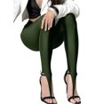 thumbnail image 3 of Women'S High Waist Shiny Stirrup Skinny Stretch Leggings Green M, 3 of 8