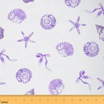 Homewish Cartoon Bow Tie Fabric by the Yard 2 Yard,Ocean Conch Starfish Room Decor Fabric by the Yard,Purple White Fabric for Sewing For Boys Girls,Breathable Home Decor