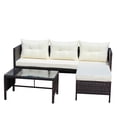 thumbnail image 4 of Patio Furniture Set 3 Pieces, Outdoor Sectional Rattan Patio Table and Chairs Set with Cushions and a Tempered Glass Patio Table, Patio Conversation Set with Sofa for Porch Balcony Lawn, Beige, 4 of 10