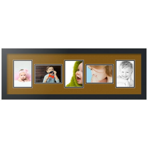 ArtToFrames Collage Photo Picture Frame with 5 - 4x6" Openings, Framed in Black with Coronado and Black Mats (CDM-3926-148)