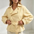 thumbnail image 5 of Enjoytime Cropped Jackets for Women Long Sleeve Notch Lapel Belted Short Trench Coat Fall Fashion Trendy Work Casual Outerwear, 5 of 7