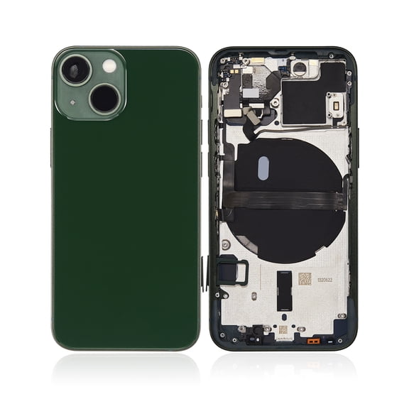 Replacement Back Housing W/ Small Components Pre-Installed Compatible For iPhone 13 Mini (No Logo) (Aftermarket Plus) (International Version) (Green)