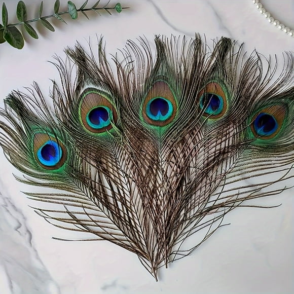 QJUHUNG 10pcs/lot Artificial Peacock Eye Feathers Tail Long Peacock Eye Feathers For Wedding Home Decoration DIY Craft ZZZ