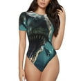 thumbnail image 2 of Goofa Underwater Dinosaur Shark Printed Women Rash Guard Short Sleeve,Tummy control Swimsuit Surfing Swimsuit Bathing Suit One Piece Swimsuit UPF 50-XX-Large, 2 of 9