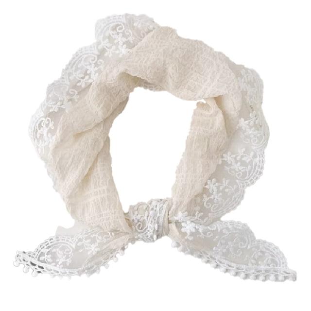 Bufanda de encaje retro para mujer, bufanda triangular para el cuello, envoltura de encaje para el cabello, pañuelo de seda pequeño retro, tocado