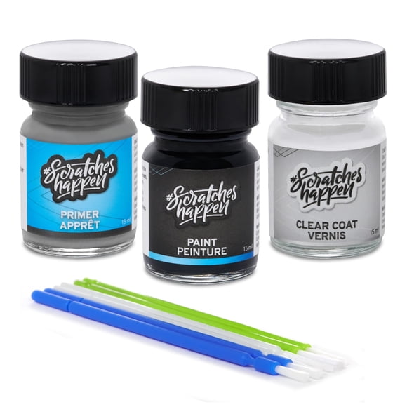 ScratchesHappen Exact-Match Touch Up Paint Kit - Onyx Black Metallic (717) for Volvo - Preferred (Paint + Clear Coat + Primer)