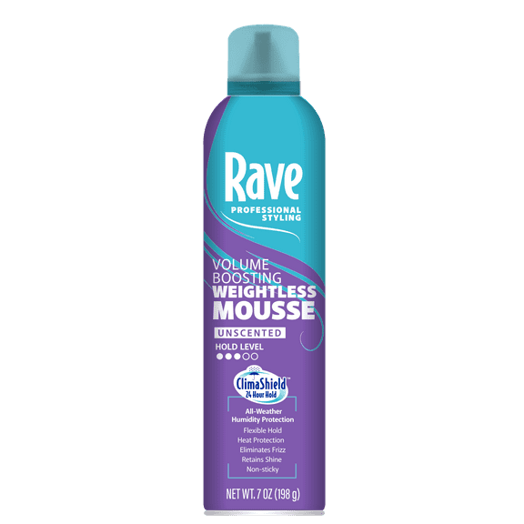 Rave Volume Boosting Weightless Mousse, Unscented, for All Hair Types, 7 oz
