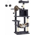 thumbnail image 2 of SONGMICS HOME Árbol para Gatos, Altura 143 cm, Torre de Gatos, Tela de Felpa, Multinivel, con 4 Postes Rascadores, 2 Plataformas, 1 Cueva, 1 Hamaca, 2 Pompones, Gris Ahumado, 2 of 6