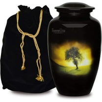 FOREVER URNS Adult Cremation Urn Brown Tree Urn For Human Ashes, Handcrafted 220 Cu. In With Velvet Bag.