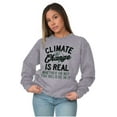 thumbnail image 4 of Climate Change Is Real Earth Day Unisex Plus Fleece Graphic Sweatshirt Brisco Brands 2X, 4 of 5