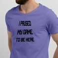 thumbnail image 2 of Greenyef Graphics I Paused My Game to Be Here Gamer Gift Funny Tee Men's T-Shirt Style-12 (Violet & Black, Large), 2 of 6