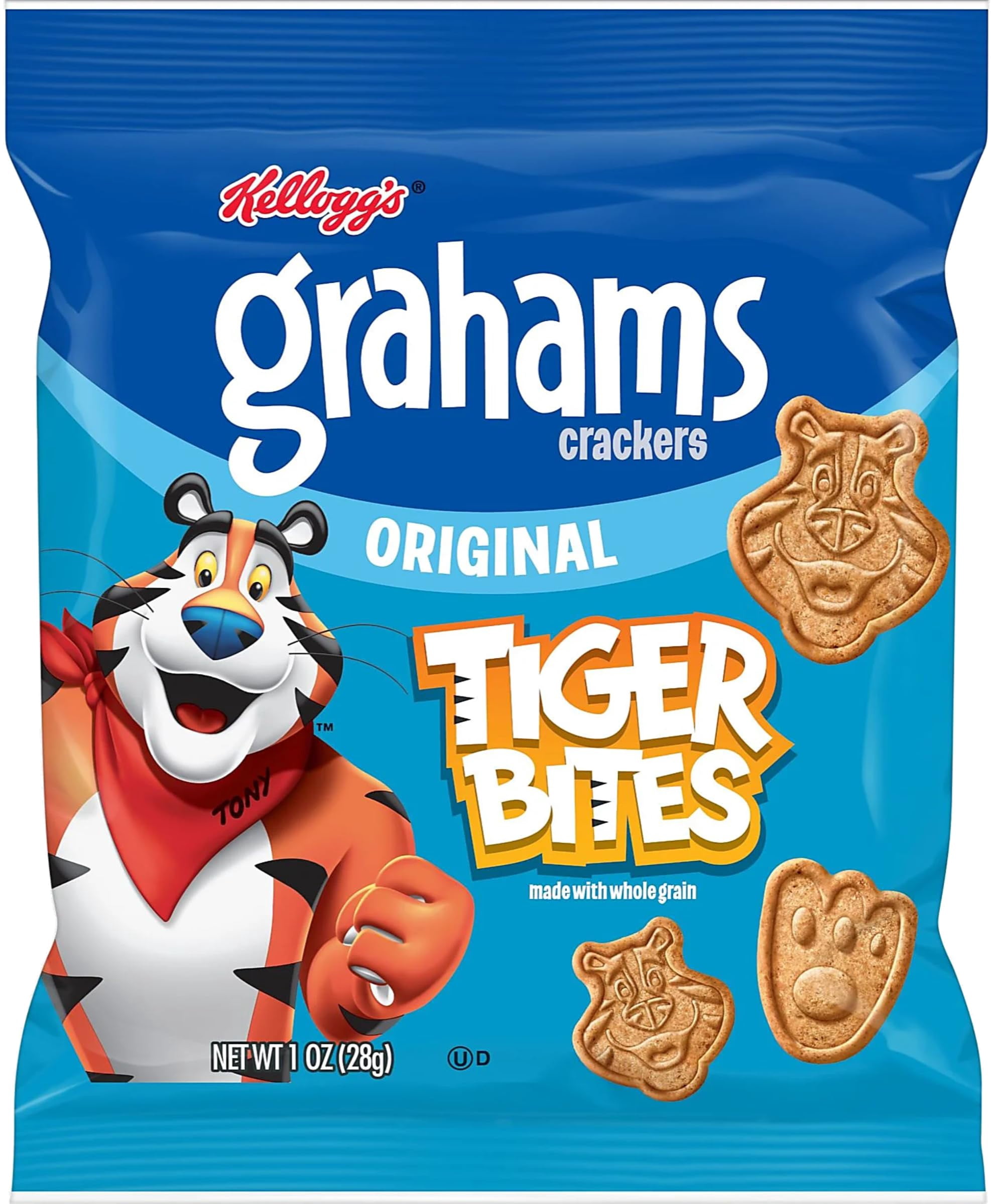 Kellogg's Tiger Bites, Original Graham Crackers, 1 oz (Pack of 30) with By The Cup Bag Clip
