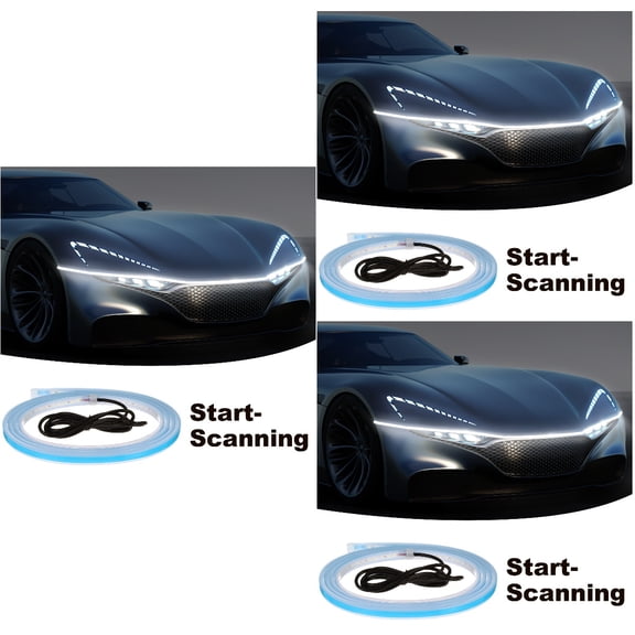 PartyKindom White Car Hood LED Light p 3Pcs Flexible Decorative Lamp