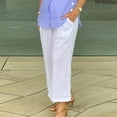 thumbnail image 2 of EDFBUYKRS Female Women Pants Casual Wide Leg Dress Pants for Women Long Women and Linen Elastic Waist Pant with Pocket Loose Harem Pants Pure Colour Crop Pants L, 2 of 7