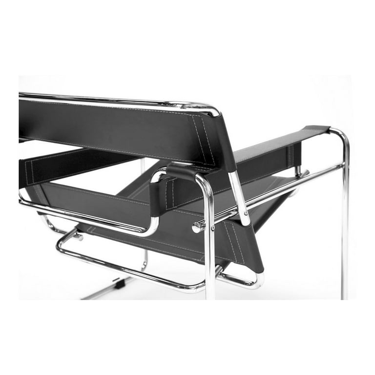 Baxton Studio Mid-Century Modern Leather Accent Chair in Black