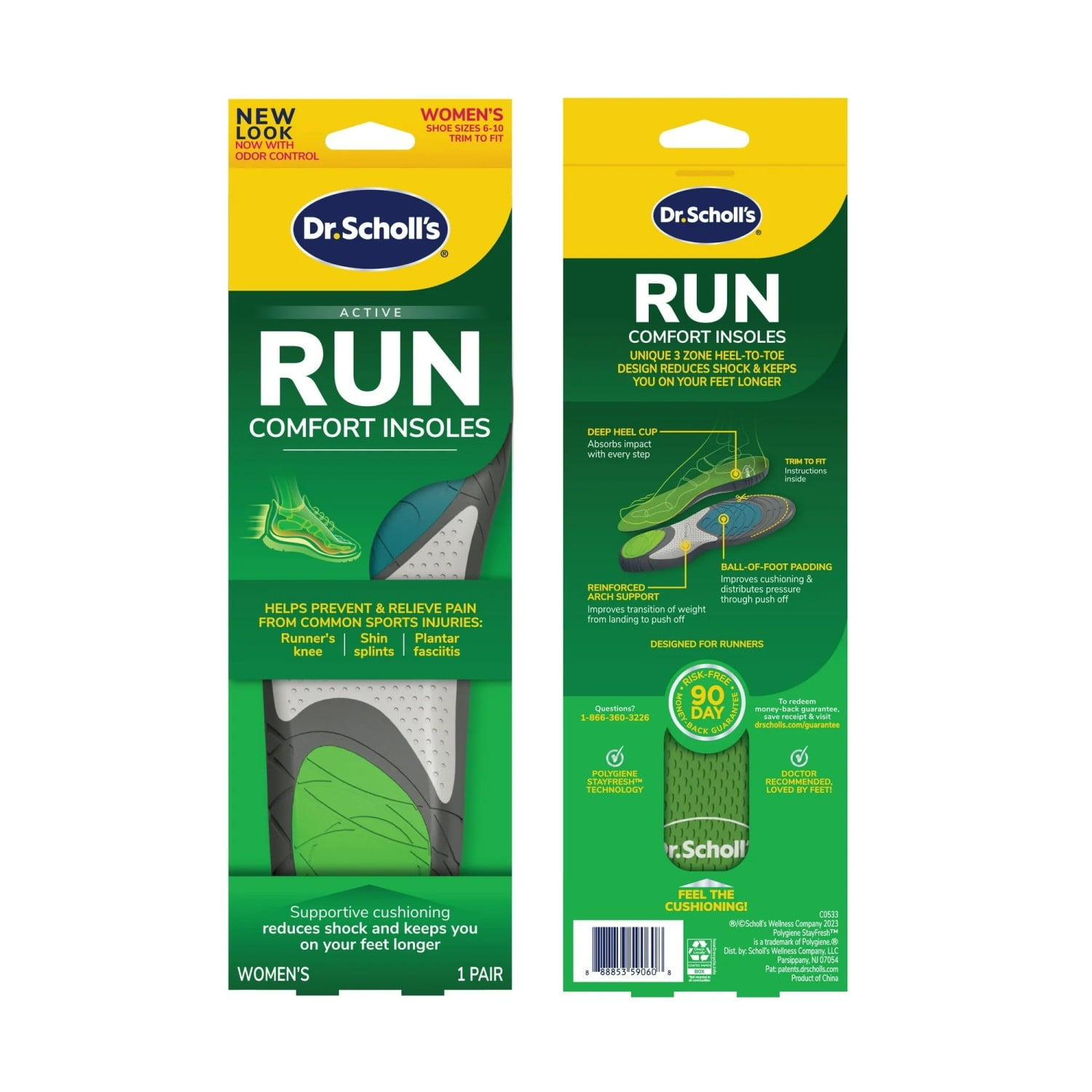 (2 pack) Dr. Scholl's® Run Active Comfort Foam Insoles, Women Shoe Sizes 5.5-10, 1 Pair, Trim to Fit