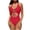 #0395-Red, variant on Pincandy Women Tummy Control Thin Strap Sleeveless Drawstring One Piece Swimsuit Wireless Padded Slim Fit Bathing Suit
