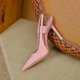 thumbnail image 4 of French Designer Women's Pink High Heels, Thin High Heels Mules Slim Heels Elegant Sandals Shoe, 4 of 5