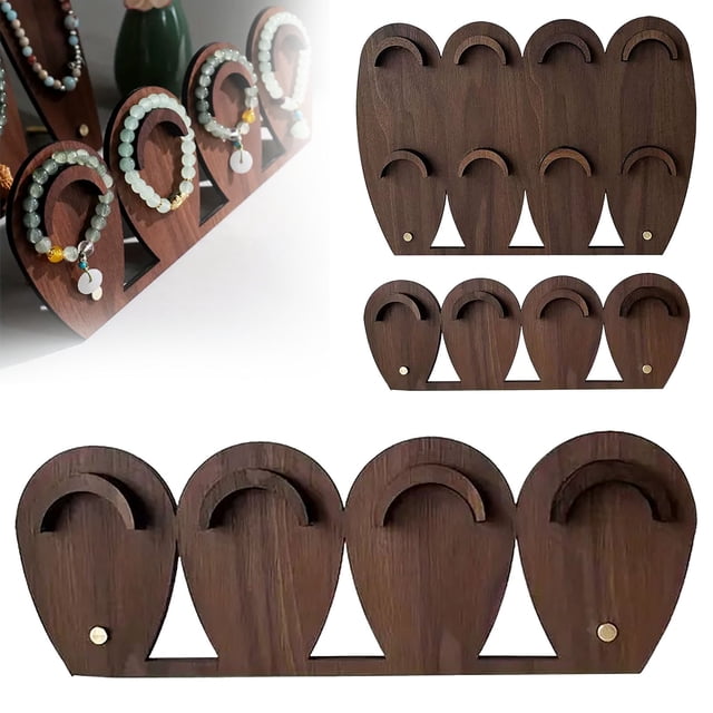 Xihbxyly Expositor de Joyas, Elegante Organizador de Madera, Vitrina para 4 Pulseras, Tamaño Compacto, Elegante Estante de Almacenamiento, Decoración para El Hogar y La Oficina, Multifuncional, 29,5
