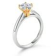 thumbnail image 3 of Gem Stone King 0.84 Ct Round White Zirconia 10K White and Yellow Gold Solitaire Engagement Ring (Size 6), 3 of 4