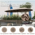 thumbnail image 4 of ZOPan 13 FT Large Patio Umbrella, Outdoor Double-Sided Table Market Umbrella w/Crank Handle, 12 Heavy-Duty Ribs, Sun-Protective Rectangular Twin Parasol for Garden Deck Lawn Poolside (Tan), 4 of 11