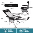 thumbnail image 6 of FUNDANGO Reclining Camping Chair, Folding Lounge Chairs with Removeable Footrest, 4-Position Adjustable Backrest, with Headrest & Side Pocket, Carry Bag, 390lbs Capacity, 6 of 7