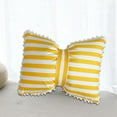thumbnail image 6 of Amacok Decorative Throw Pillow Covers with Pom Poms Soft Velvet Pillow Cases Bow Lumbar Pillow Covers 13 X 20 Cushion Case for Bed Couch Living Room Decor, Stripe, 6 of 6