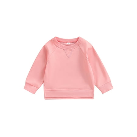 

Sunisery Toddler Baby Boy Girl Solid Cotton Sweatshirt Pullover Crewneck Long Sleeve T-Shirt Tops Spring Fall Clothes Pink 12-18 Months