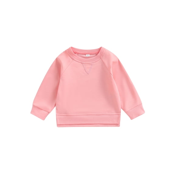 Canrulo Toddler Baby Boy Girl Solid Cotton Sweatshirt Pullover Crewneck Long Sleeve T-Shirt Tops Spring Fall Clothes Pink 2-3 Years