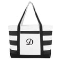 thumbnail image 2 of DALIX Striped Beach Bag Tote Bags Handbag Personalized Black Ballent Letter D, 2 of 8