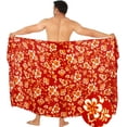 thumbnail image 2 of LA LEELA Men's Swimwear Beach Summer Pareo Long Sarong Wrap One Size Ruby, Hibiscus Vacation Holiday Aloha, 2 of 4