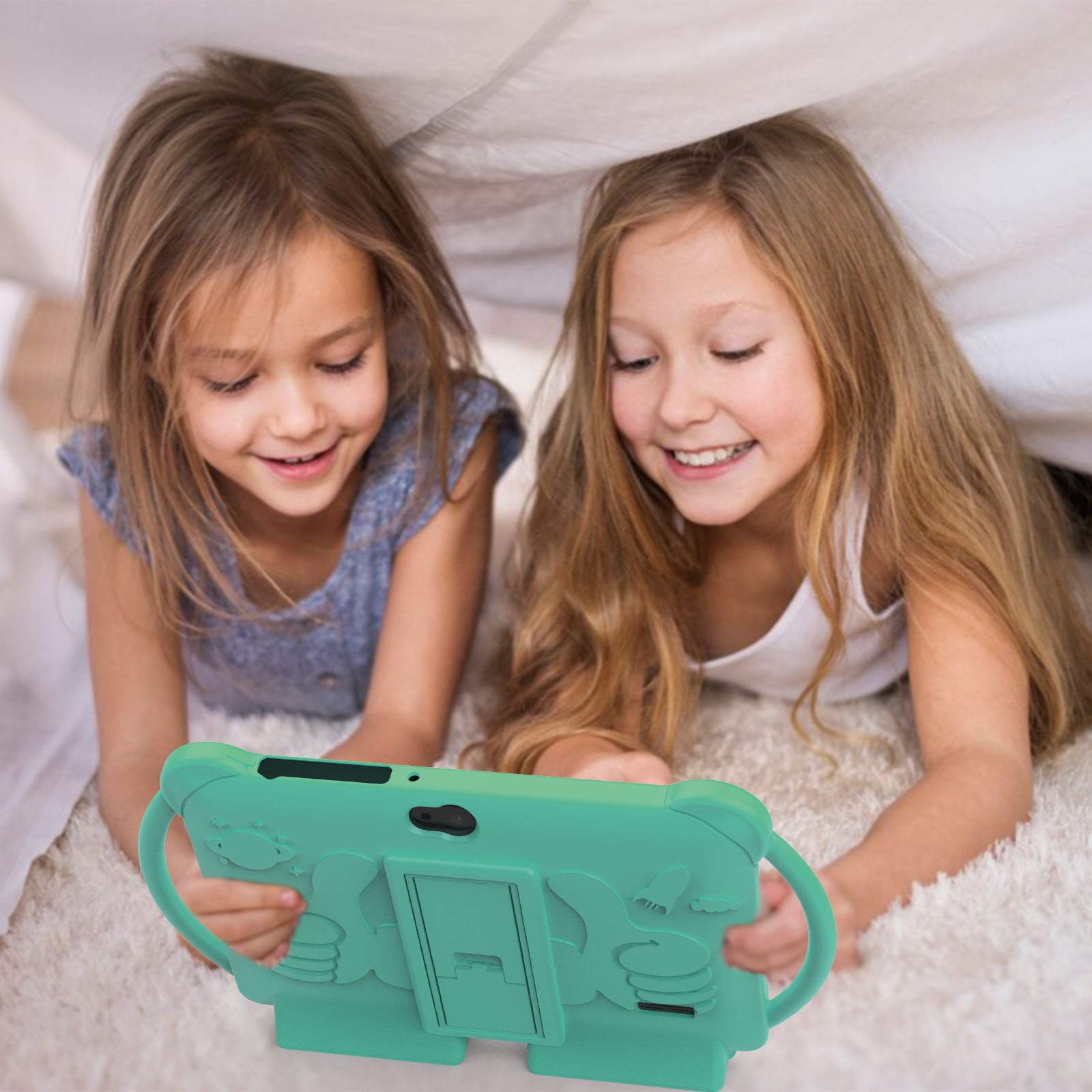 Kids Tablet 7 inch, Android Toddler Tablets with Shockproof  Case, Tablet for Kids 4GB+32GB+1TB Expand 1024x600 IPS HD Touchscree, Quad-Core Processor with WiFi Bluetooth Dual Camera, Green