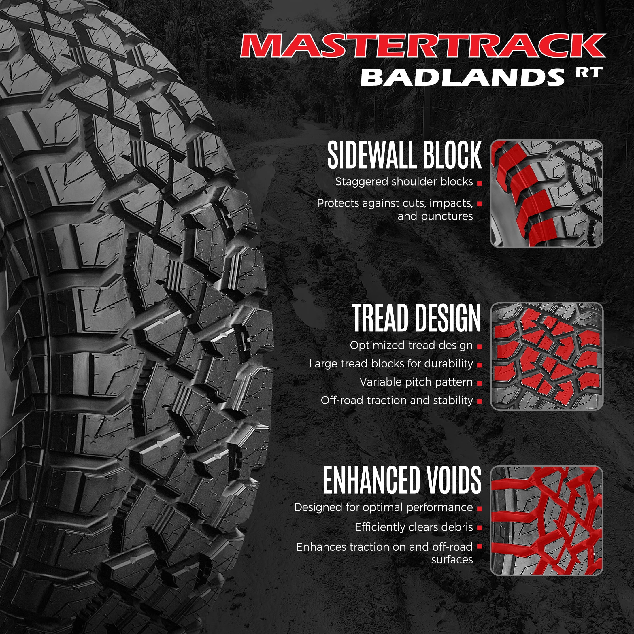 Mastertrack BADLANDS RT 37X13.50R24LT 124Q 12PR F Rugged Terrain SUV Light Truck Tires(Tire Only)