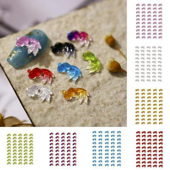 Zhaomeidaxi 150pcs Goldfish Shape Nail Decorations, Nail Art Charms Nail Glitter Decals Decoration Nail Resin Jewelry Nail Accessories for Women
