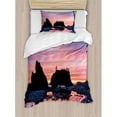 thumbnail image 3 of National Parks Home Decor King Size Duvet Cover Set, Sunrise in a Slow Moving Stream Pinky Soft Mist Skyline Mystic Beach, Decorative 3 Piece Bedding Set with 2 Pillow Shams, Multi, by Ambesonne, 3 of 3