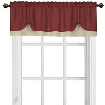 Woven Trends Two-Tone Window Curtain Valance, Double Layer Short Valance Small Window Curtains for Bathroom Living Room and Kitchen, Burgundy/Beige, 58" (W) x 14" (L) Valance