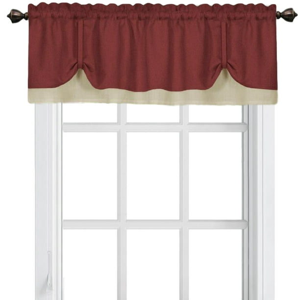 Woven Trends Two Tone Window Curtain, Curtains With Valance For Living Room