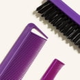 thumbnail image 5 of Hair Brush Comb Set, Double Sided Hair Brushes, Edge Control Hair Brush Comb for Baby Hairs and Flyaways, Soft Medium Bristles, Stainless Steel Handle, Durable Lightweight Styling Tools, 3 Pieces, 5 of 7
