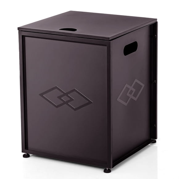 20 lb Propane Tank Cover Table Outdoor, Weatherproof Hideaway Gas Storage with Anti Rust Steel, Heavy Duty Side Table for Fire Pit Patio Garden, Black/Bronze, Imitation Rattan/Diamond