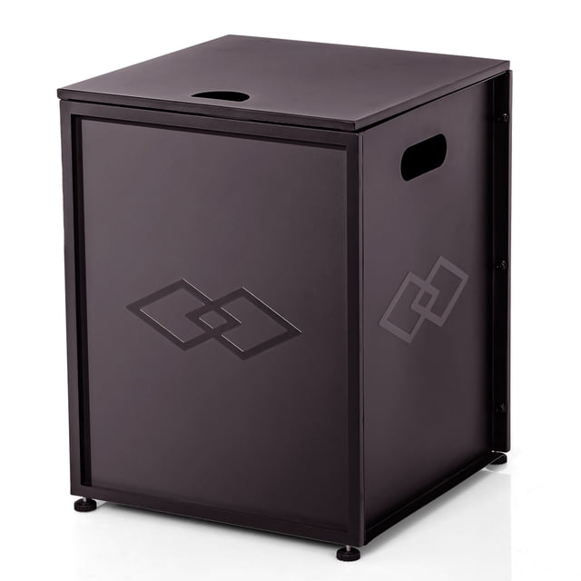 Table de Couverture pour Réservoir de Propane de 20 lb pour l'Extérieur, Abri de Rangement pour Gaz Étanche avec Acier Antirouille, Table d'Appoint Robuste pour Foyer, Patio, Jardin, Noir/bronze, Rotin Imitation/diamant