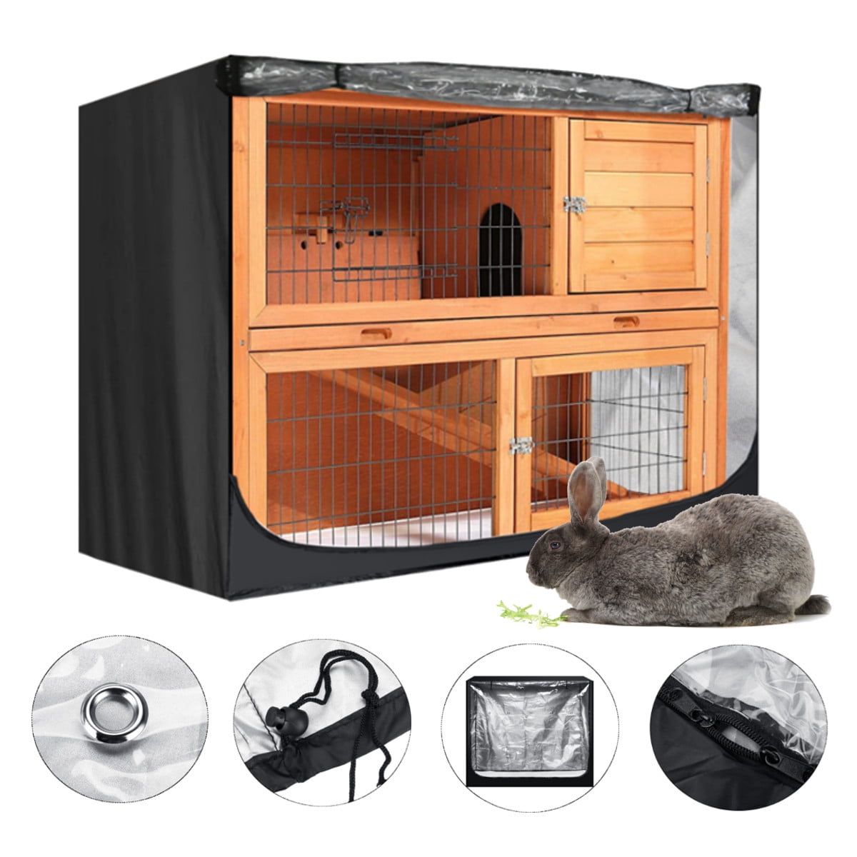 ASEWUN Double Layer Rabbit Hutch Cover,Weatherproof Dustproof 210D