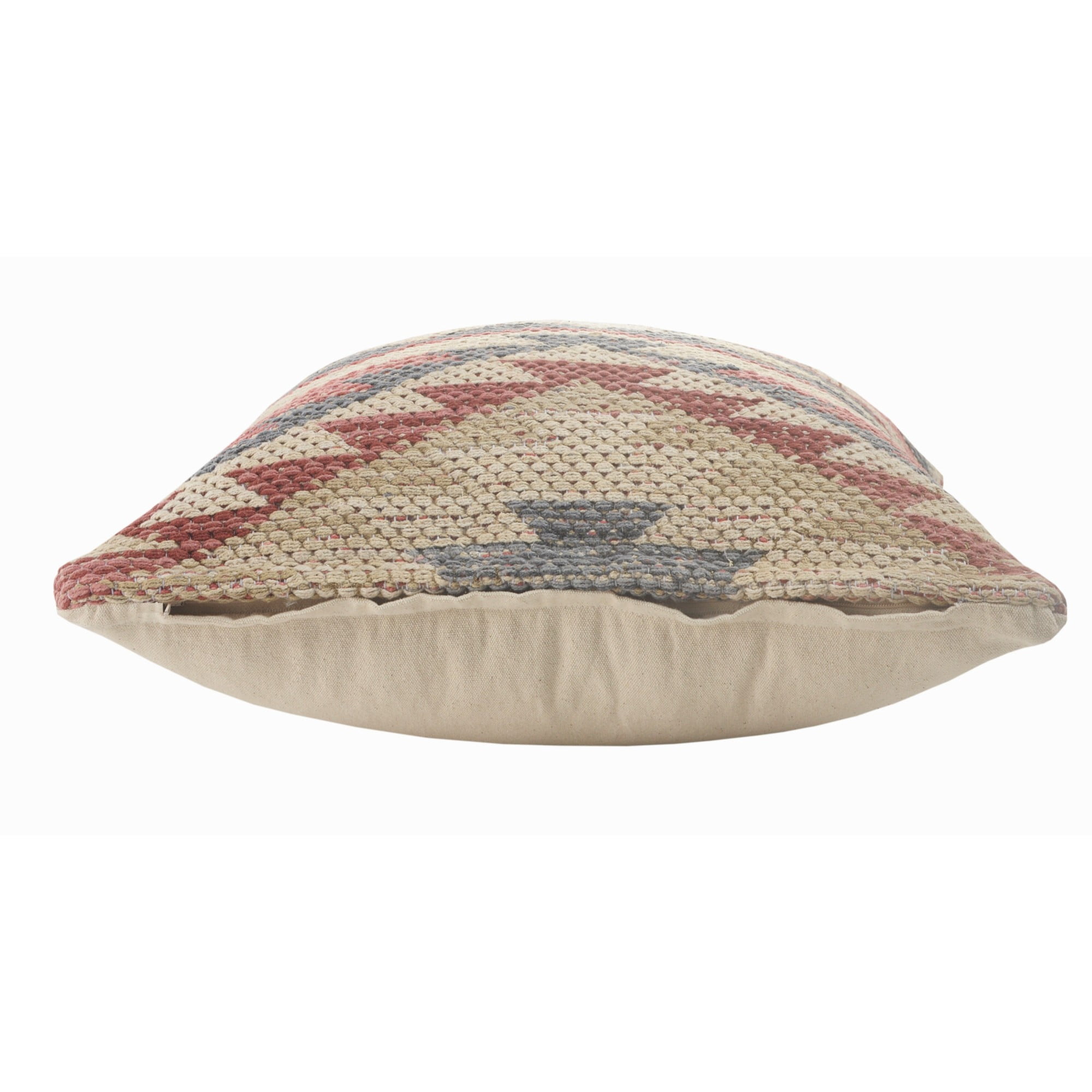 Laddha Home Designs Hand-Stitched Southwestern Cotton Throw Pillow Cover - 18" - Pink and Gray
