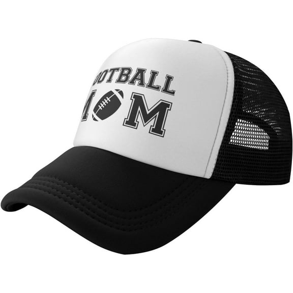 Football Mom Cute Trucker Hat Baseball Cap Men Mesh Ponytail Hat Women Dad Hat Adjustable Sun Hat Black